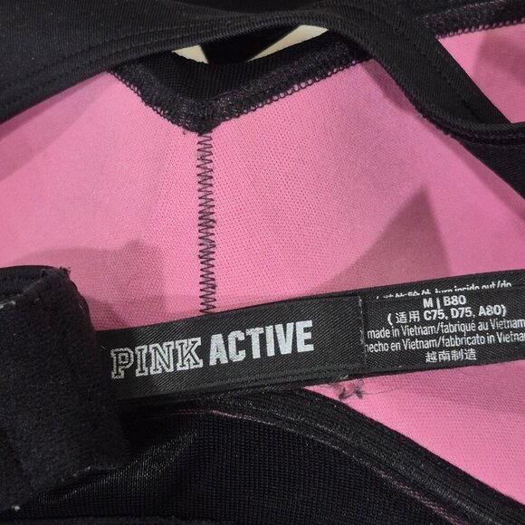 MEDIUM Victoria's Secret PINK ACTIVE‎ Wire Free Sports Bra Black - Picture 7 of 7